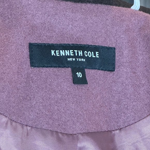 Kenneth Cole Jacket Womens 10 Pink Wool Blend Trench Double Breasted Coat - Picture 15 of 16